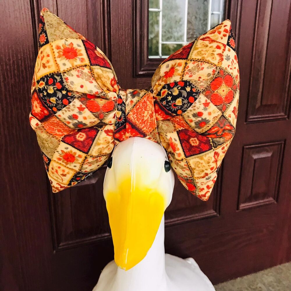 Porch Goose Giant Bow For 18-23" Goose Handmade Fall Floral Paisley Diamonds